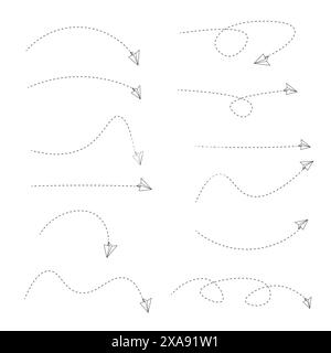 Set of dashed line arrows Stock Vector