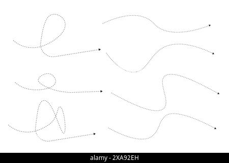 Set of dashed line arrows Stock Vector