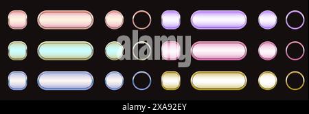 Set of different size web buttons for mobile, web, or video games. GUI elements. Vector Isolated on a black background Stock Vector