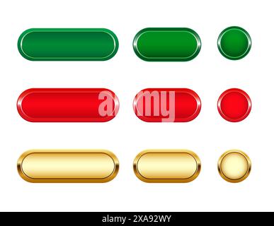 Set of buttons for mobile, web, or video games. GUI elements. Vector Isolated on a white background Stock Vector
