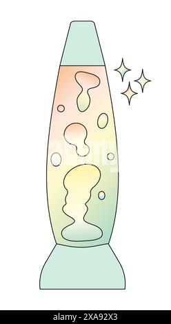 Cartoon lava lamp Line vector illustration Retro style Isolated on white background Stock Vector