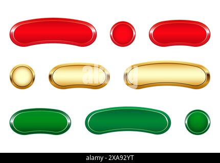 Set of buttons for mobile, web, or video games. GUI elements. Vector Isolated on a white background Stock Vector