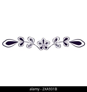 Floral black border Dividing strip Abstract pattern Vector illustration Isolated on white background Stock Vector