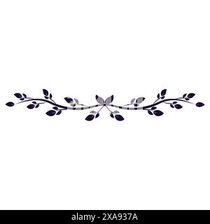 Floral black border Dividing strip Abstract pattern Vector illustration Isolated on white background Stock Vector