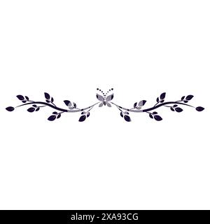 Floral black border Dividing strip Abstract pattern Vector illustration Isolated on white background Stock Vector