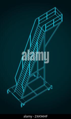 Stylized vector illustrations of a mobile work platform Stock Vector