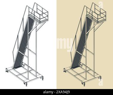 Stylized vector illustrations of a mobile work platform Stock Vector