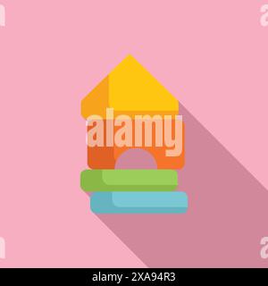Colorful building blocks forming a house, inspiring creativity and imagination Stock Vector