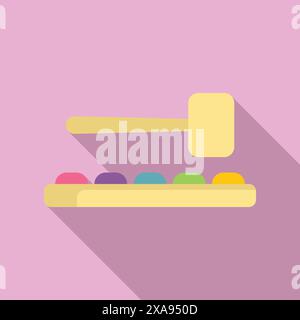 Playing a game by hitting colorful buttons with a mallet Stock Vector