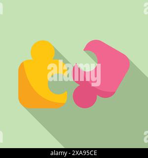 Conceptual illustration depicting two puzzle pieces coming together, representing teamwork and problem solving Stock Vector