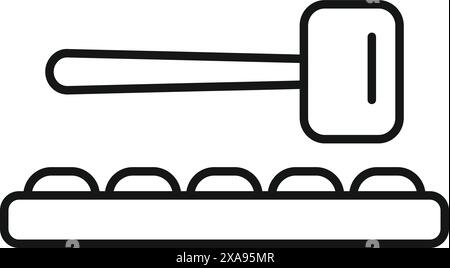 Metalworking process showing balls being hammered into shape on an assembly line Stock Vector