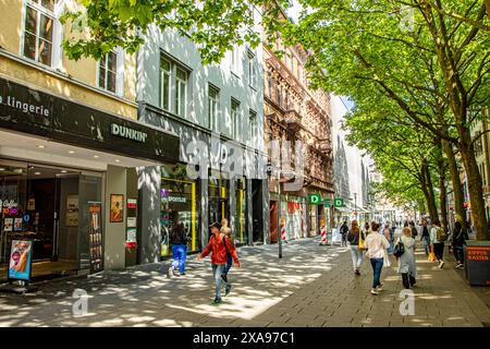 Wiesbaden, Germany - May 25, 2024: view to facade of warehouse and shopping mall in downtown Wiesbaden. Stock Photo