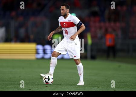 Hakan Calhanoglu of Turkiye in action during the friendly match between Italy and Turkiye at Stadio Renato DallAra on June 4, 2024 in Bologna, Italy . Stock Photo