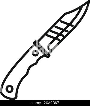 Showing a hunting knife with a serrated back, great for survival and outdoor themes Stock Vector