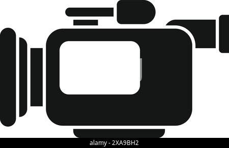Professional digital camcorder icon symbolizing the latest technology in video recording equipment for media. Journalism. News. Broadcast. Filmmaking. And content creation Stock Vector