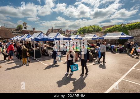 Steyning, June 1st 2024: Steyning Farmer's Market, held on the first Saturday of each month in the High Street car park. Stock Photo