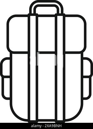 Simple line icon representing a hiking backpack, perfect for illustrating hiking, camping or any outdoor activity Stock Vector