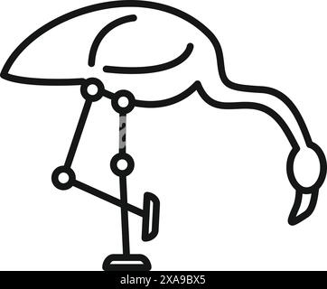 Elegant and graceful artificial intelligence flamingo icon in minimalistic black and white design with a touch of pink. Symbolizing future innovation and technology in robotics. Machine learning Stock Vector