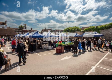 Steyning, June 1st 2024: Steyning Farmer's Market, held on the first Saturday of each month in the High Street car park. Stock Photo