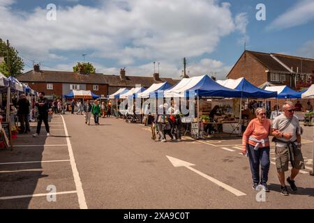 Steyning, June 1st 2024: Steyning Farmer's Market, held on the first Saturday of each month in the High Street car park. Stock Photo