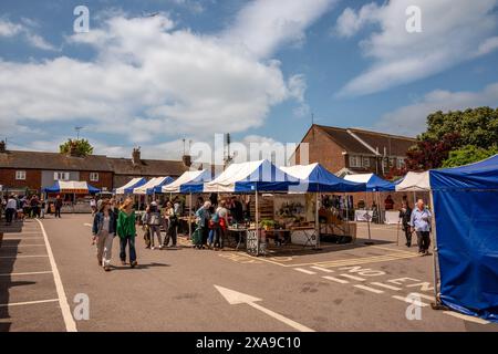 Steyning, June 1st 2024: Steyning Farmer's Market, held on the first Saturday of each month in the High Street car park. Stock Photo