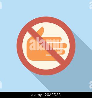 Warning sign discouraging the physical contact of shaking hands Stock Vector