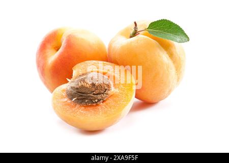 Apricots isolated on white background Stock Photo