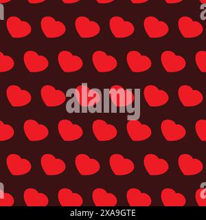 Red Hearts Seamless Pattern Design Stock Vector