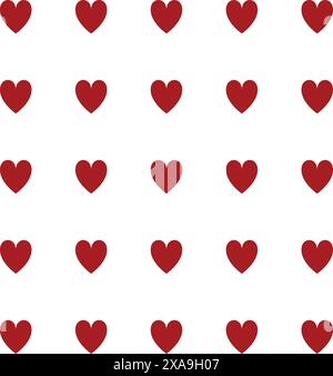 Red Hearts Seamless Pattern Design Stock Vector
