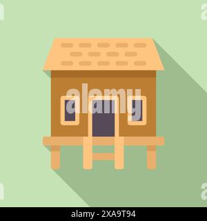 Simple icon depicting a house on stilts, symbolizing a connection to nature and a traditional way of life Stock Vector