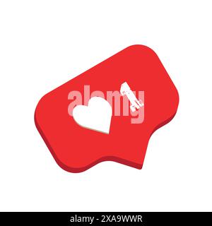 3d like and heart icon button Stock Vector