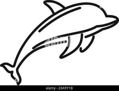 Simple line art drawing of a dolphin leaping from the water Stock Vector
