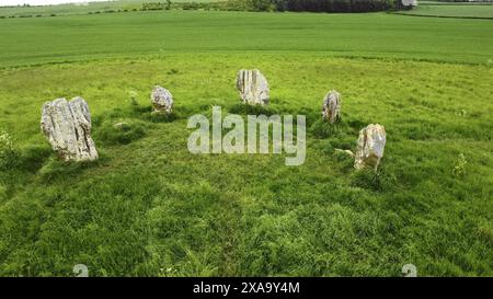 Duddu Five Stones in Northumberland, England, is a neolithic stone circle formed of sandstone that has been fissured by weathering Stock Photo