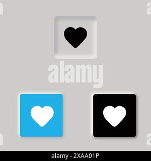 3d like and heart icon button Stock Vector
