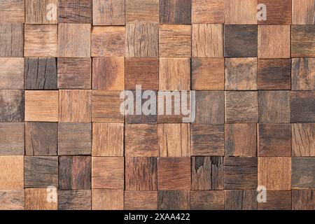wood texture of wall panel or table. mosaic from old boards Stock Photo