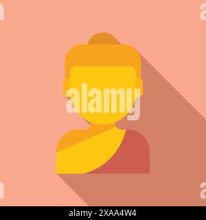 Modern flat design of a user avatar icon with a long shadow, perfect for web and app interfaces Stock Vector