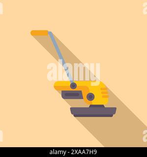 Vector illustration of a yellow hydraulic floor jack in modern flat design, isolated on a beige background Stock Vector