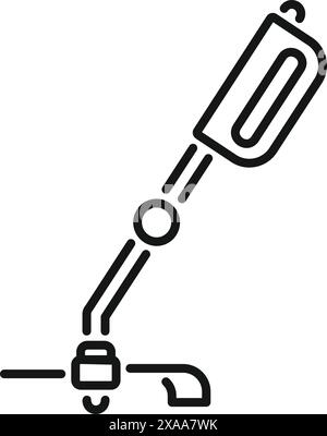 Linear robotic arm icon for industrial robot automation and manufacturing machinery technology. Featuring a simple Stock Vector