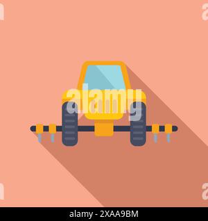 Colorful vector illustration of a cute cartoon off road vehicle icon in flat design style, perfect for children's toy or hobby, with yellow jeep graphic on pink background Stock Vector