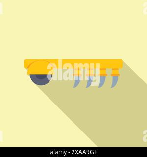 Modern vector illustration of a yellow surveillance camera on a minimalist background Stock Vector