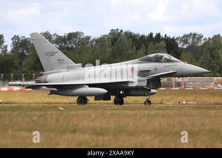 MM7324/36-41, a Eurofighter F-2000A Typhoon operated by 36º Stormo of the Italian Air Force, departing from RAF Fairford in Gloucestershire, England after participating in the Royal International Air Tattoo 2023 (RIAT23). Stock Photo