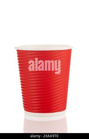 Red paper corrugated cup for coffee isolated on the white background. High quality photo Stock Photo