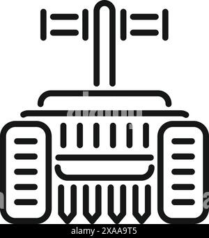 Modern technology, satellite icon vector illustration with black and white linear art design for space communication and global transmission in astronomy and telecommunication Stock Vector