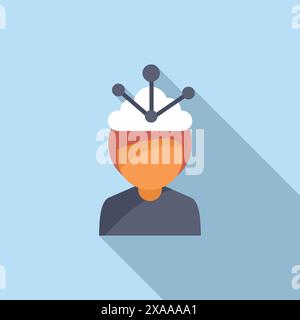 Conceptual illustration of a creative mind filled with innovative ideas and bright lightbulb. Symbolizing the process of brainstorming. Problem solving. And originality. Against a flat. Gray. And blue Stock Vector