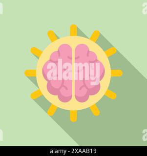 Flat design illustration of a brain in the shape of a lightbulb, symbolizing idea generation Stock Vector