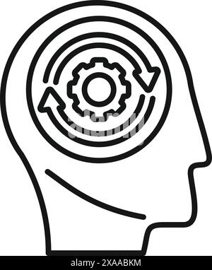 Abstract conceptual vector icon design representing the mechanics of the human mind's cognitive function. Problem solving process. And critical decision making. Incorporating gears. Bubbles Stock Vector