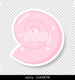 A pink shell sticker or icon on a transparent background. Trendy pop art design of the 80s. Stock Vector