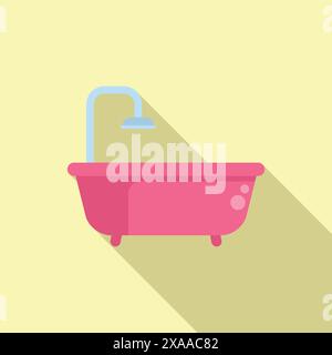 Vector graphic of a pink bathtub with a minimalistic design and pastel background Stock Vector