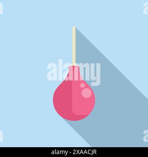 Vector graphic of a pink enema bulb with a shadow, in a modern flat design style Stock Vector