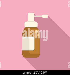 Minimalist vector illustration of a cosmetic pump bottle on a pink background, suitable for skincare and beauty themes Stock Vector
